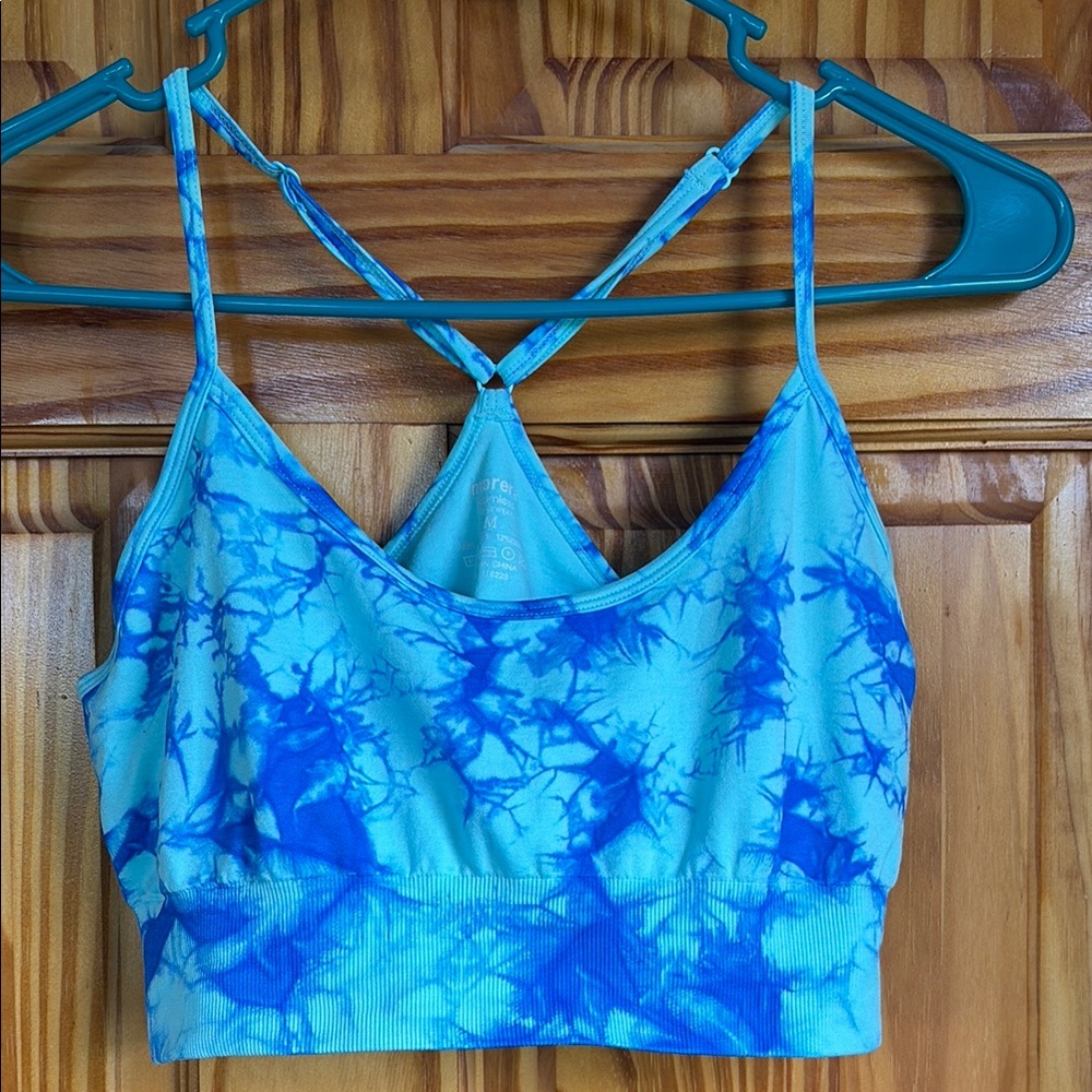 Active USA Vibrant Blue Tie-Dye Sports Bra